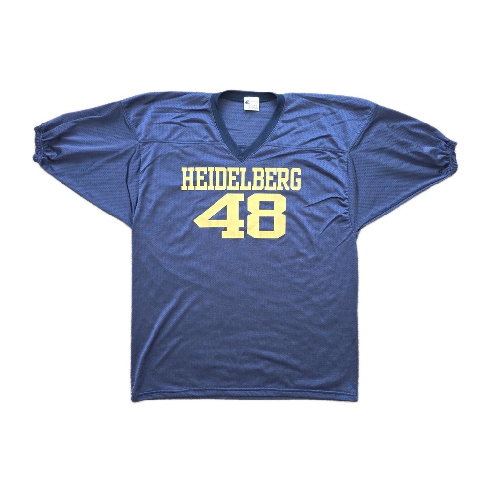 Vtg Heidelberg Football Jersey 48 ABEL Champro Adult 3XL Navy Gold Mesh V-Neck